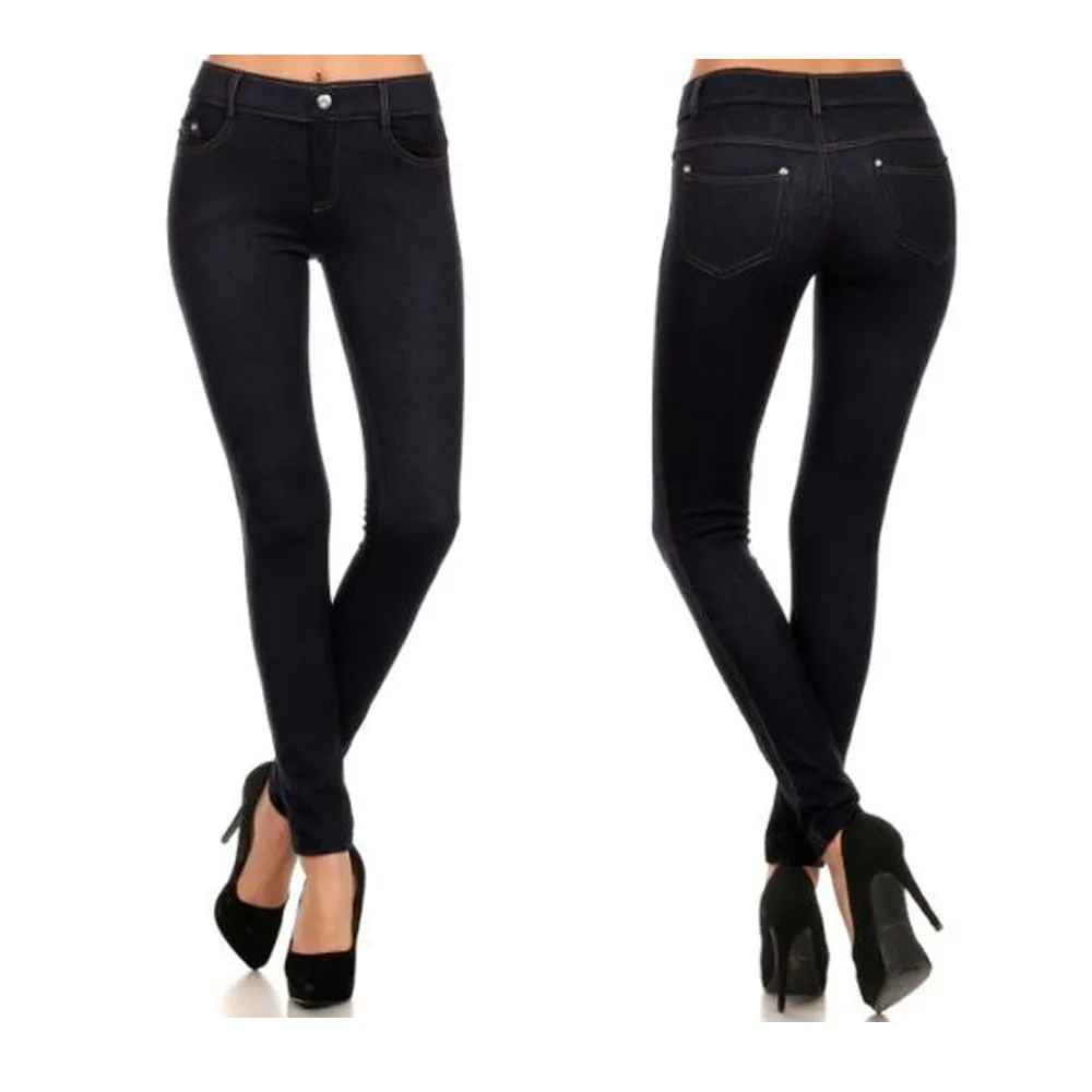 1pc Womens Mid Rise Stretch Pull On Jeggings Skinny Jeans Black Small Denim Soft