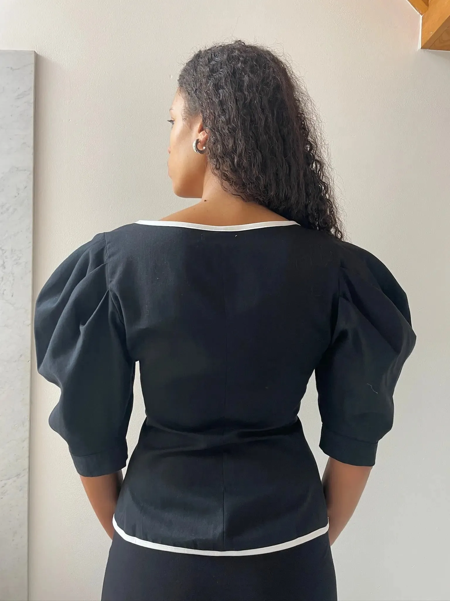 Audrey Contrast Top, Black/White