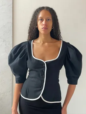 Audrey Contrast Top, Black/White