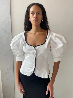 Audrey Contrast Top, White/Black