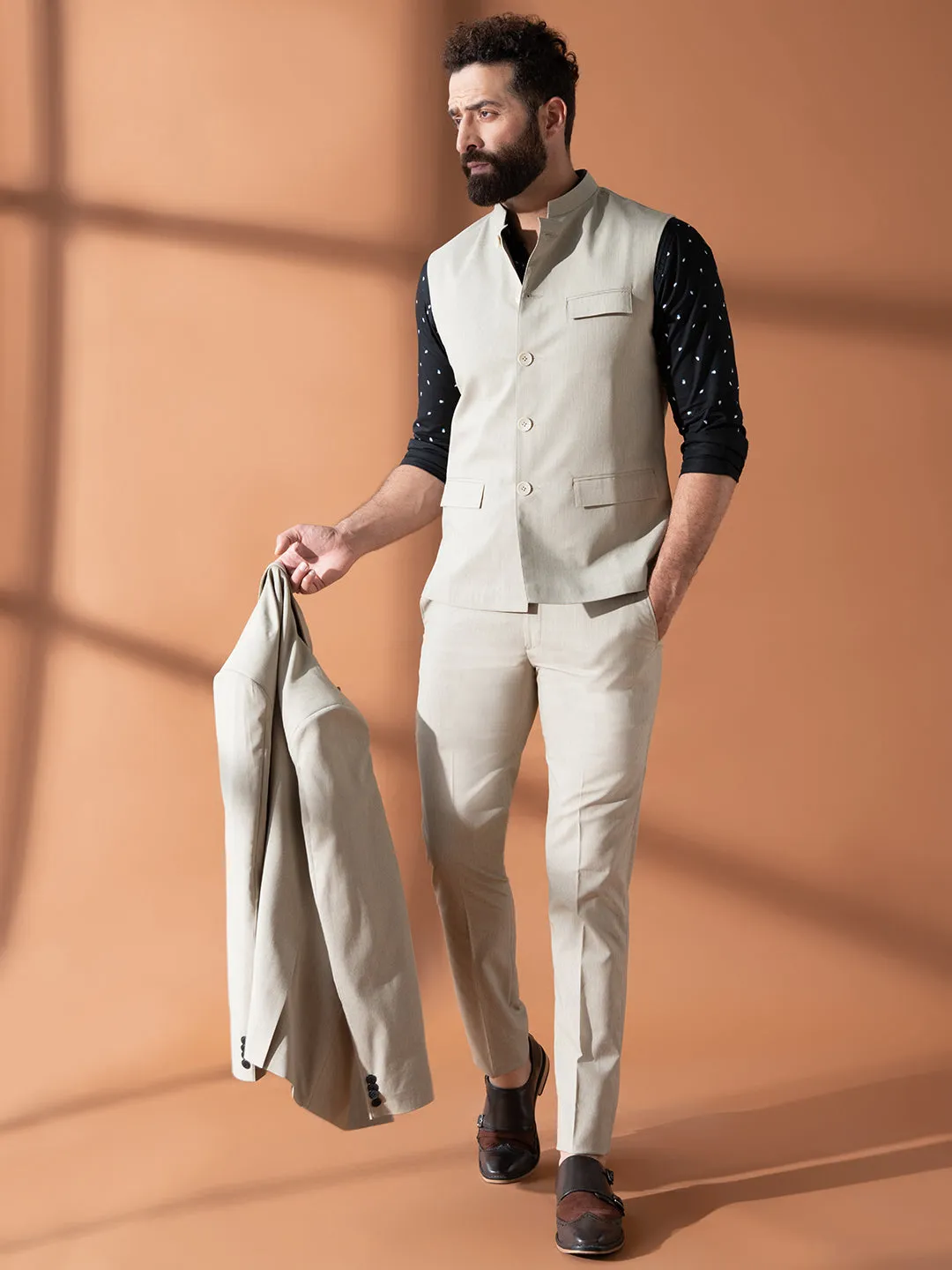 Being Beige Nehru Jacket
