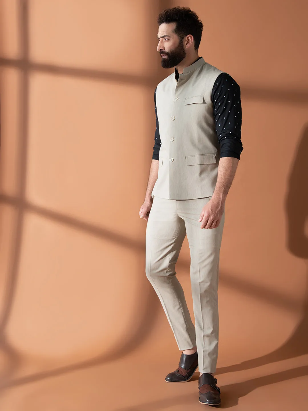Being Beige Nehru Jacket
