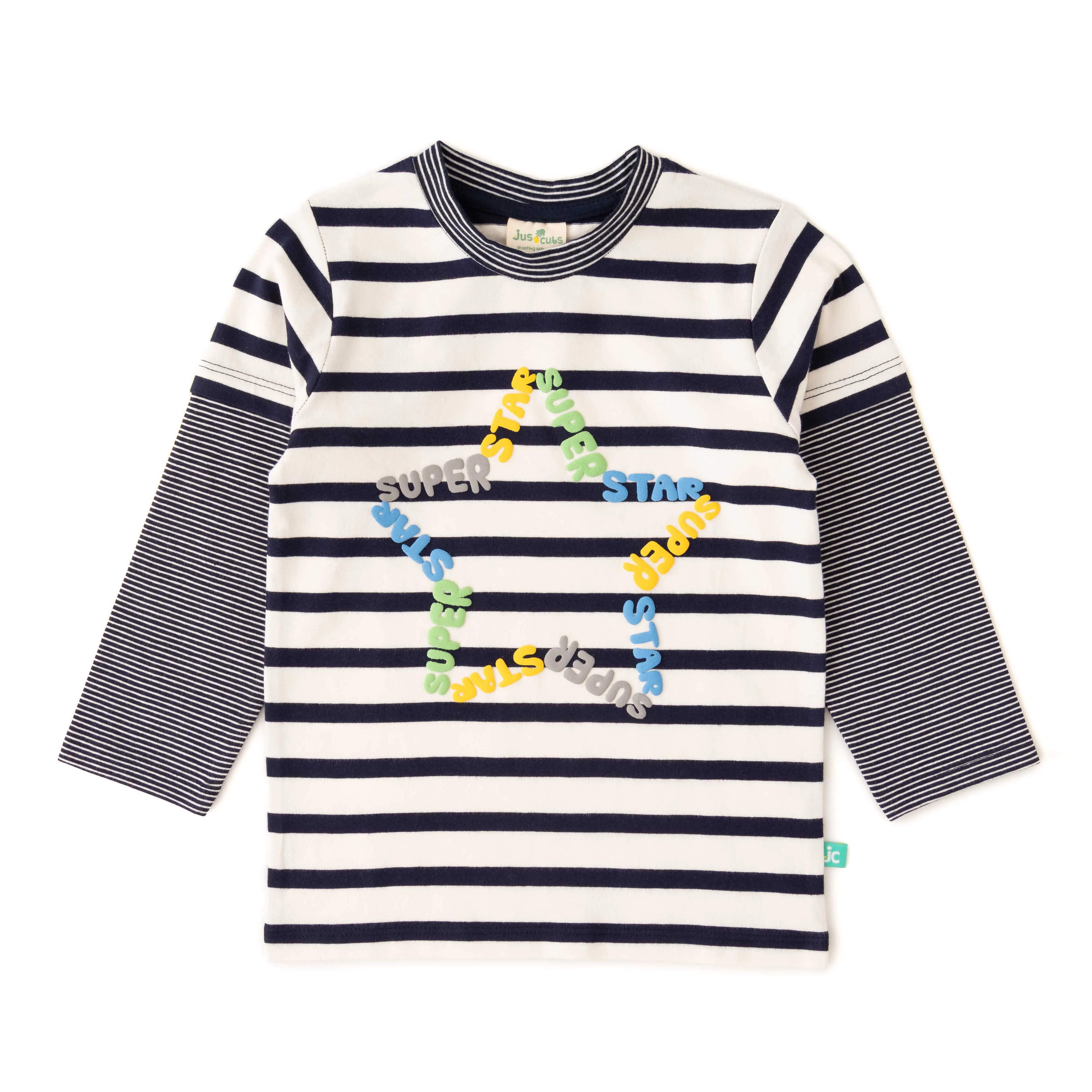 Boys' Striped Long-Sleeve T-Shirt with Superstar Print