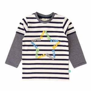 Boys' Striped Long-Sleeve T-Shirt with Superstar Print