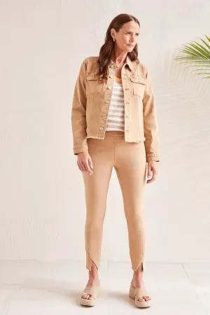 Button-Up Jacket with Raw Edge Hem (Dune)