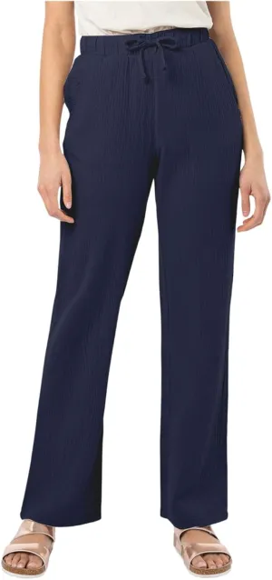 Cotton Linen Pants Women Casual Summer Pants Drawstring Wide Leg Pants with Pockets Soft Boho Petite Joggers Trendy Clothes