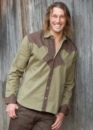Cowboy Shirt - Olive/Brown Merkaba