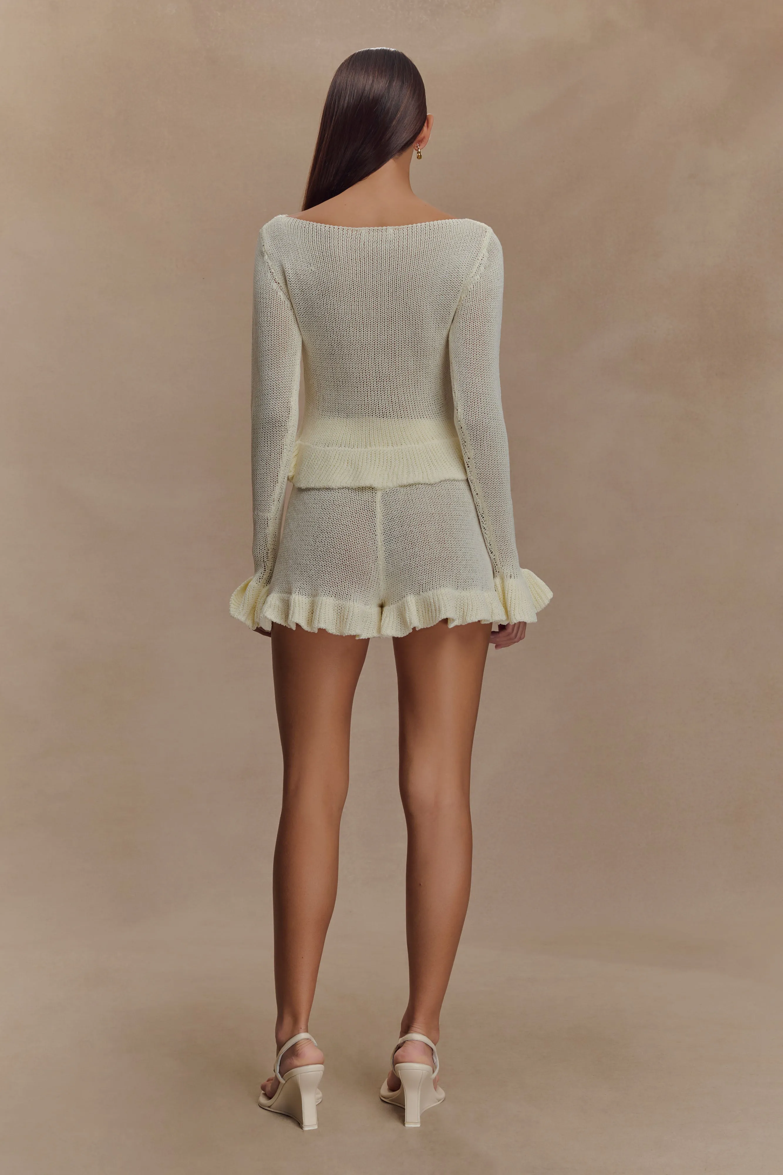 Eleanor Knit Frill Cardigan - White