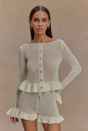 Eleanor Knit Frill Cardigan - White