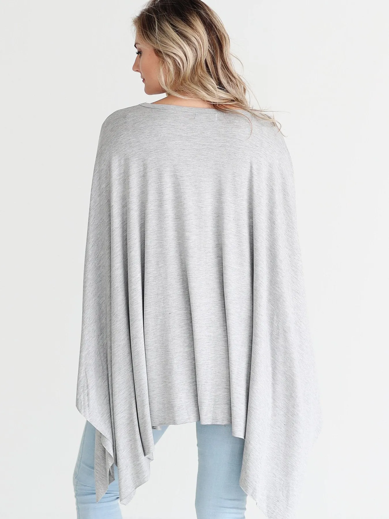 Heather Gray Dlmn Handkerchief Poncho Top