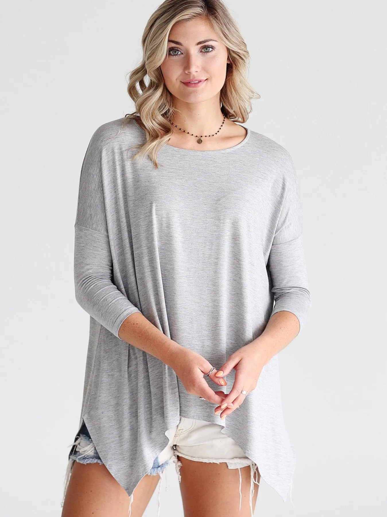 Heather Gray Dlmn Handkerchief Top