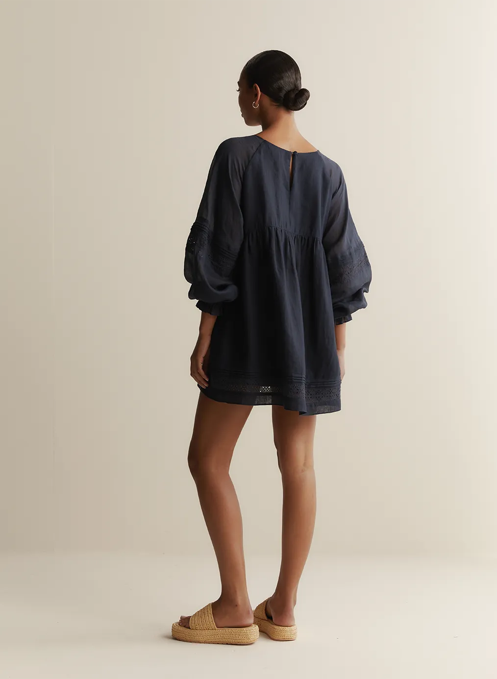 Lillian Linen Ramie Mini Dress | Navy
