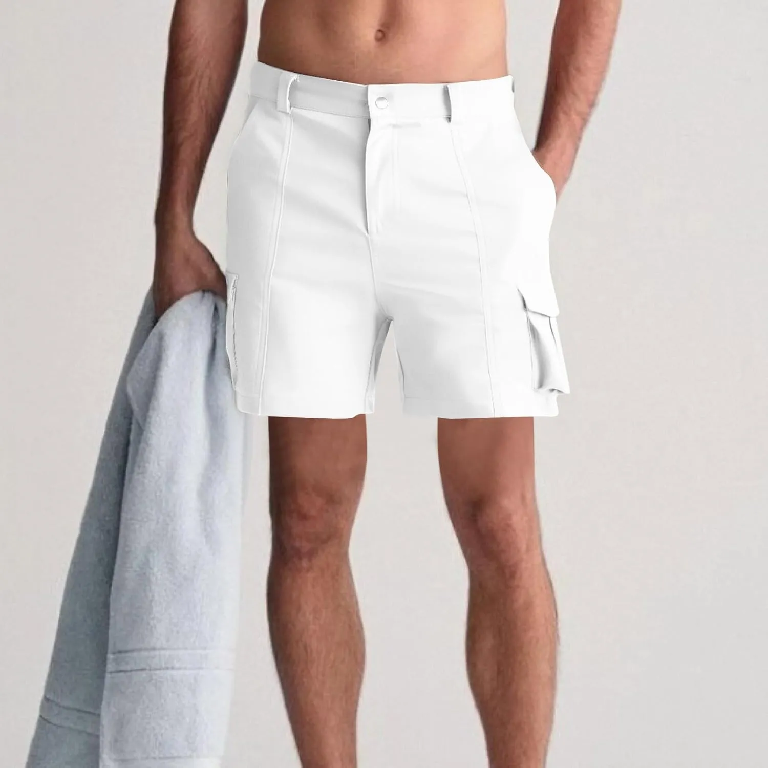 Mens Baggy Cargo Shorts Lightweight Summer Golf Chino Work Shorts Stretch Wasit Workout Hiking Shorts 6 Pockets