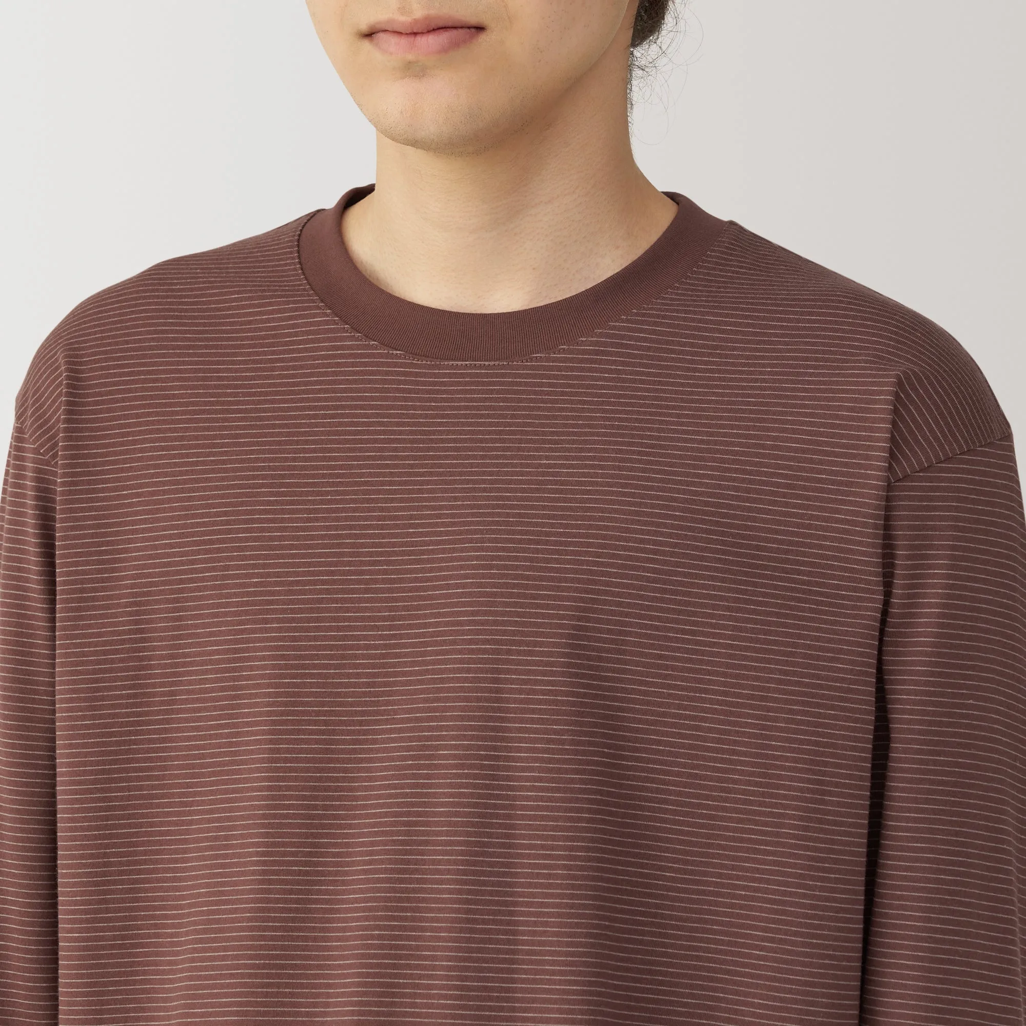 Men's Jersey Crew Neck Long Sleeve Striped T-Shirt
