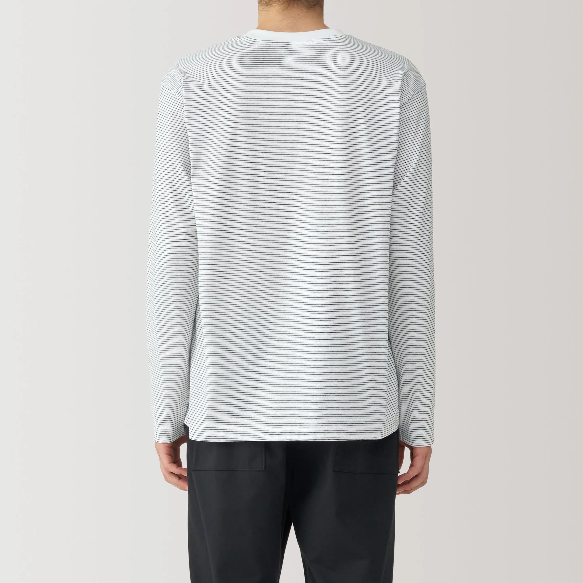 Men's Jersey Crew Neck Long Sleeve Striped T-Shirt