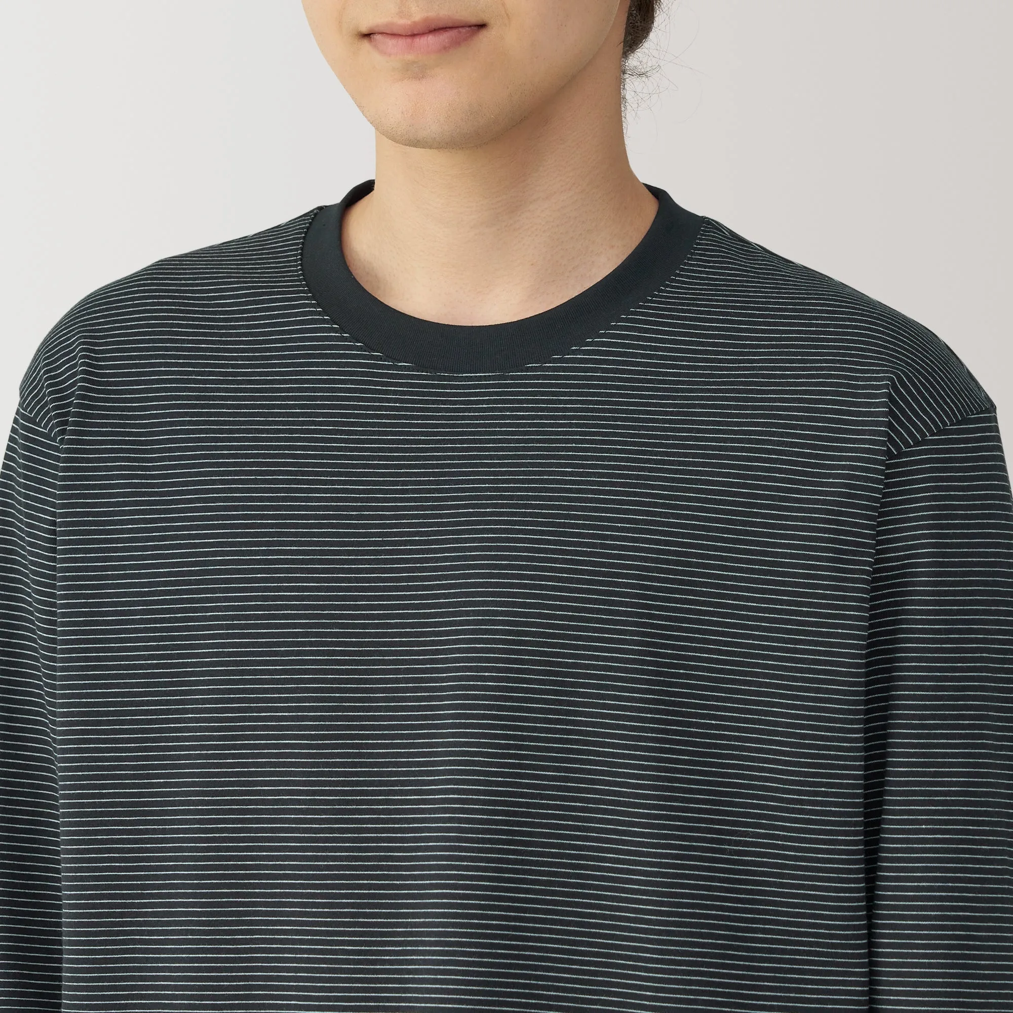 Men's Jersey Crew Neck Long Sleeve Striped T-Shirt