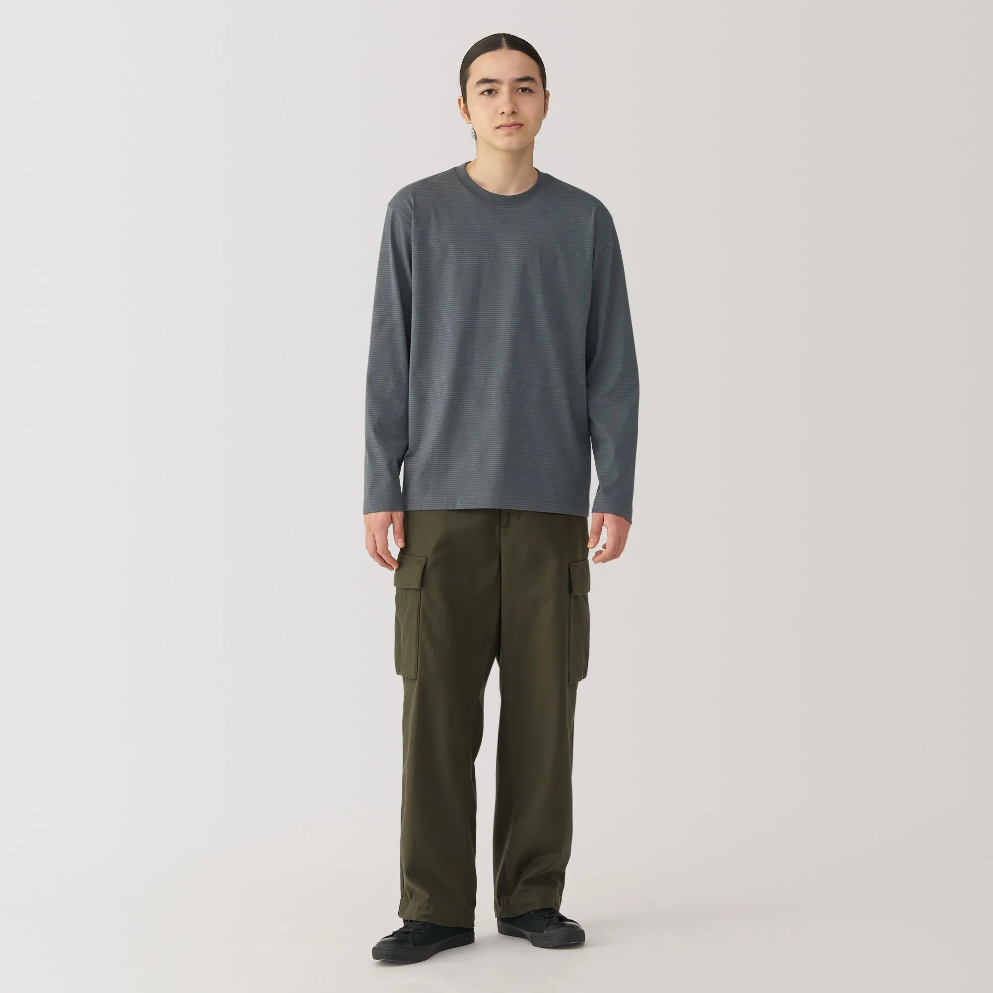 Men's Jersey Crew Neck Long Sleeve Striped T-Shirt