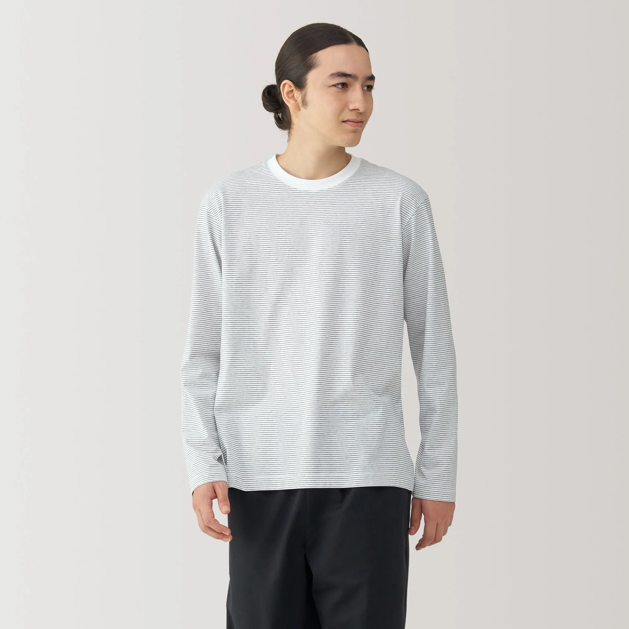 Men's Jersey Crew Neck Long Sleeve Striped T-Shirt