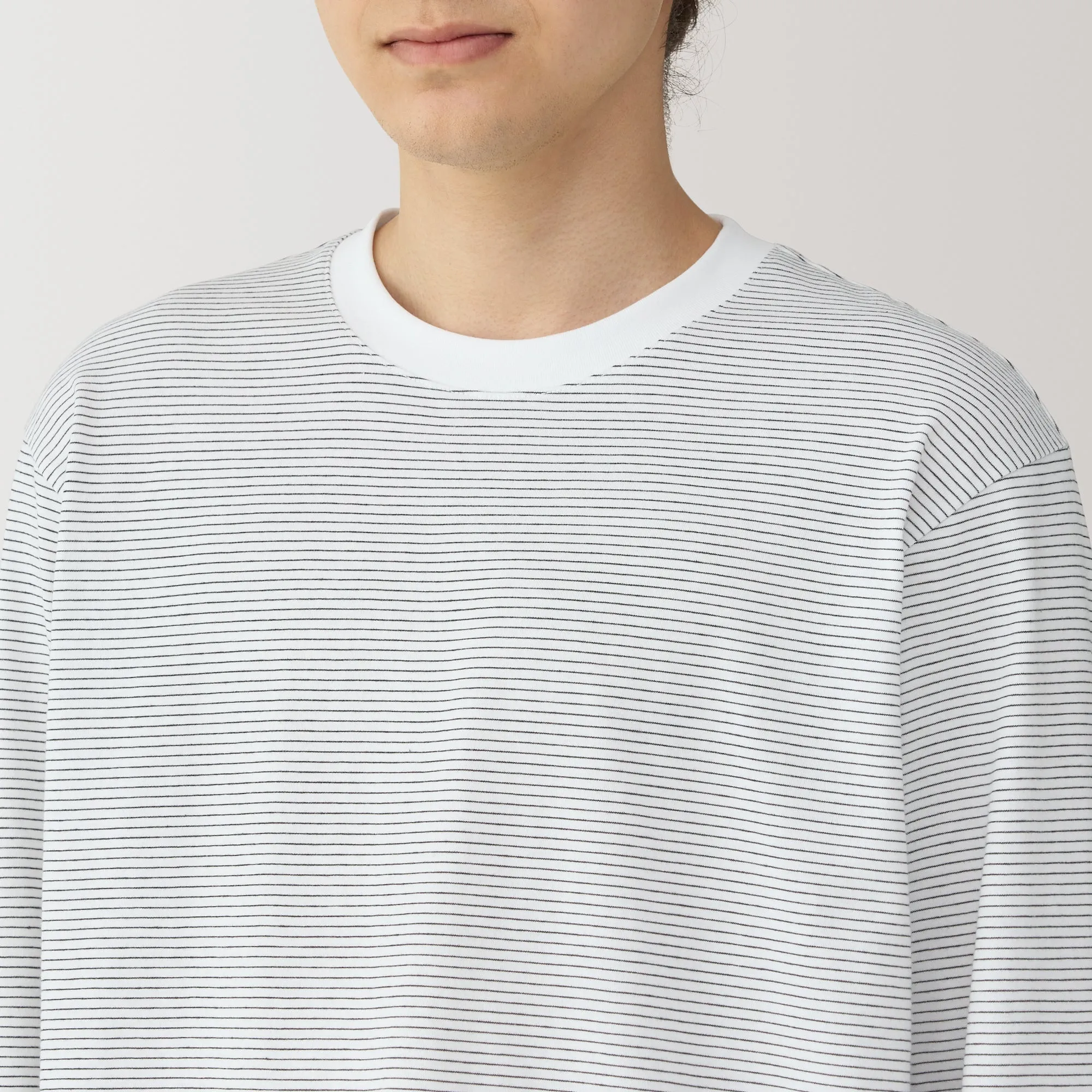 Men's Jersey Crew Neck Long Sleeve Striped T-Shirt
