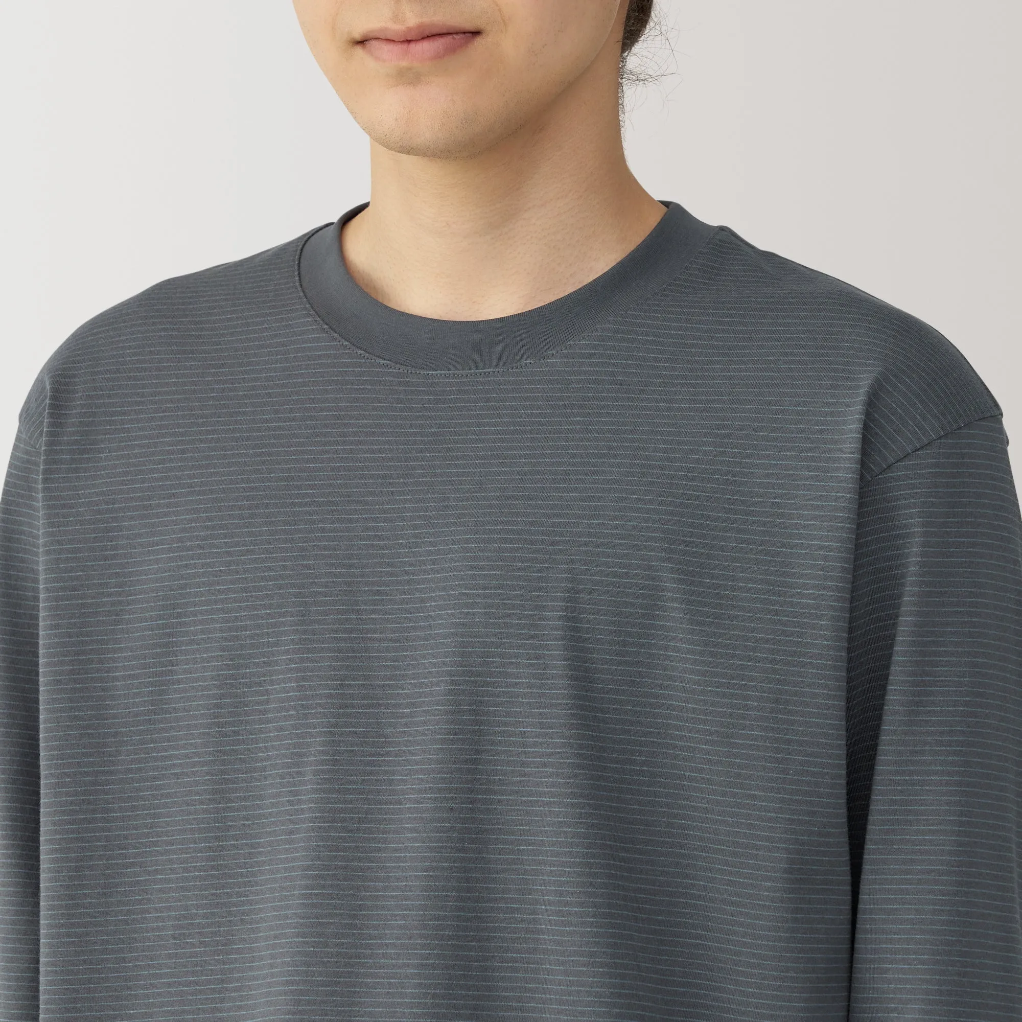Men's Jersey Crew Neck Long Sleeve Striped T-Shirt