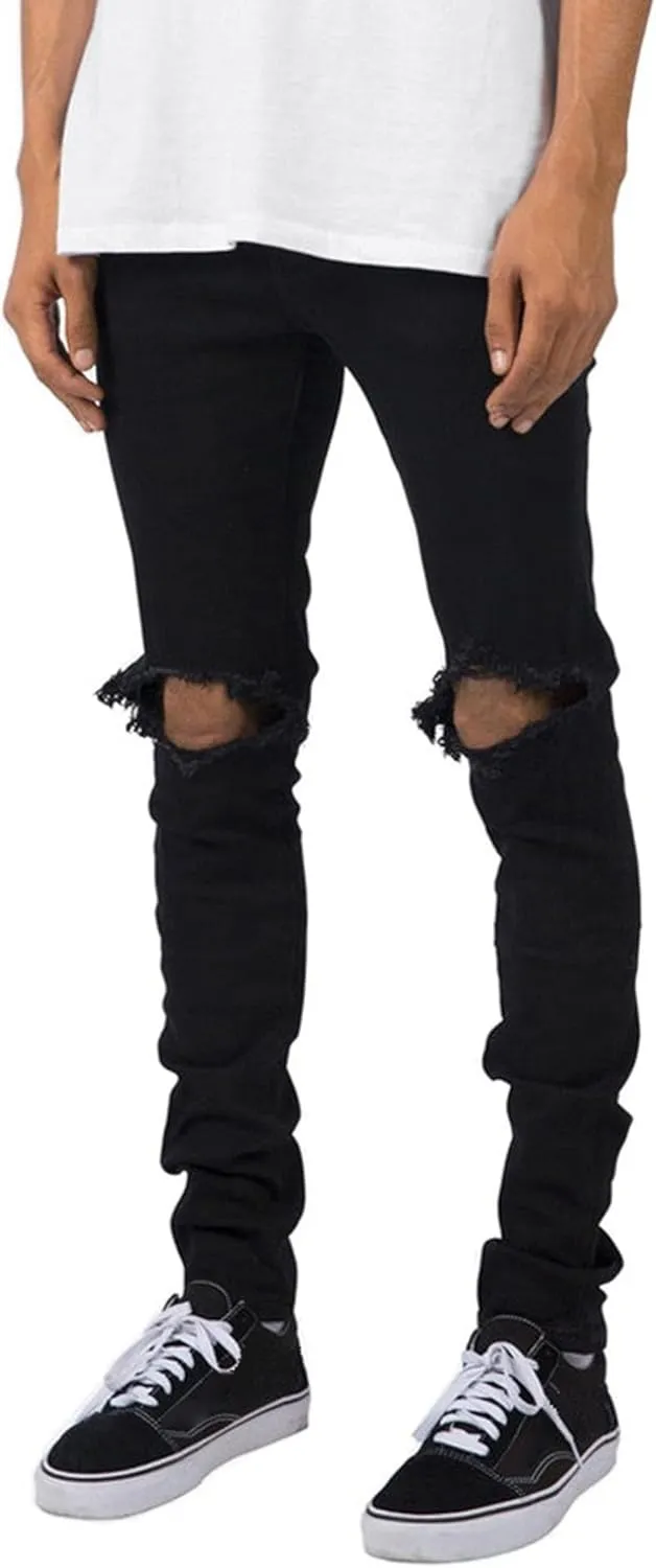 Men's Slim Fit Jeans Men's Ripped Skinny Jeans Stylish Straight Comfortable Stretch Motorcycle Work Jeans