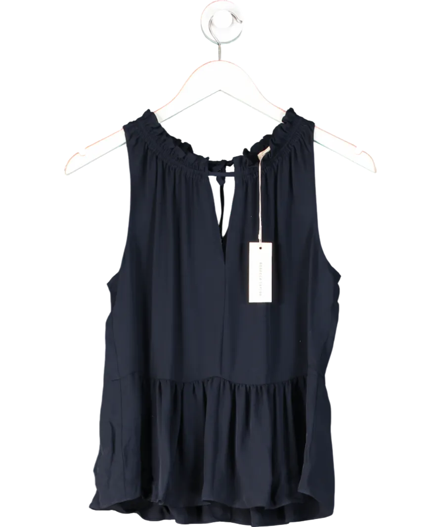 Rebecca Taylor Blue 100% Silk Peplum Top UK XS