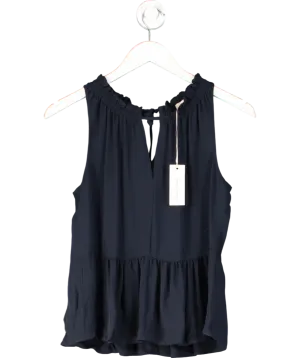 Rebecca Taylor Blue 100% Silk Peplum Top UK XS
