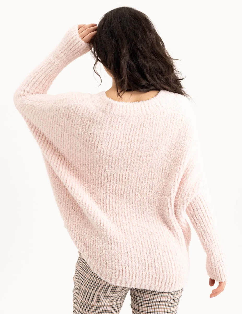 REN6800 Fuzzy V-Neck Sweater