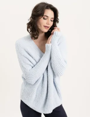 REN6800 Fuzzy V-Neck Sweater