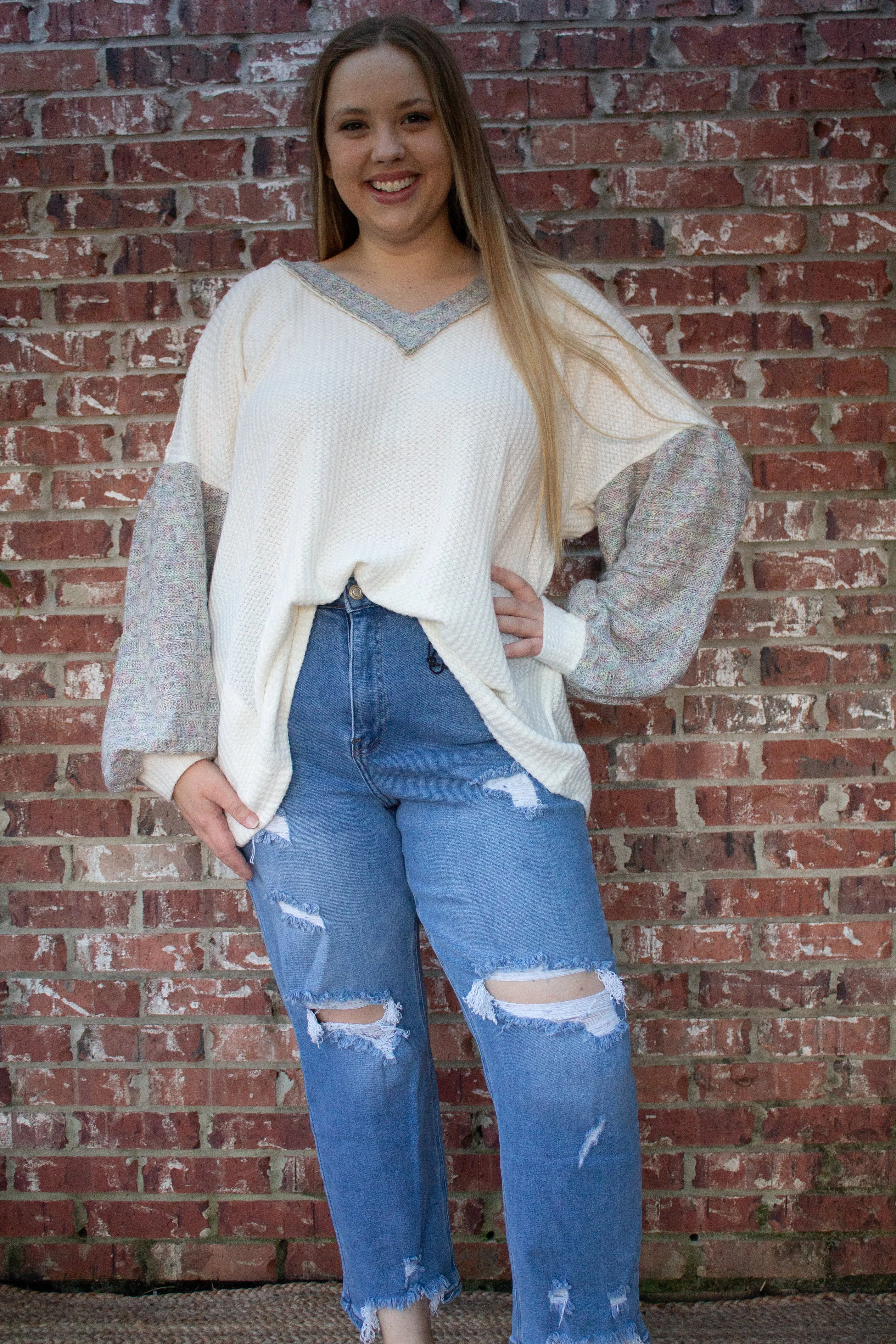 Tensley Top With Long Bubble Sleeves