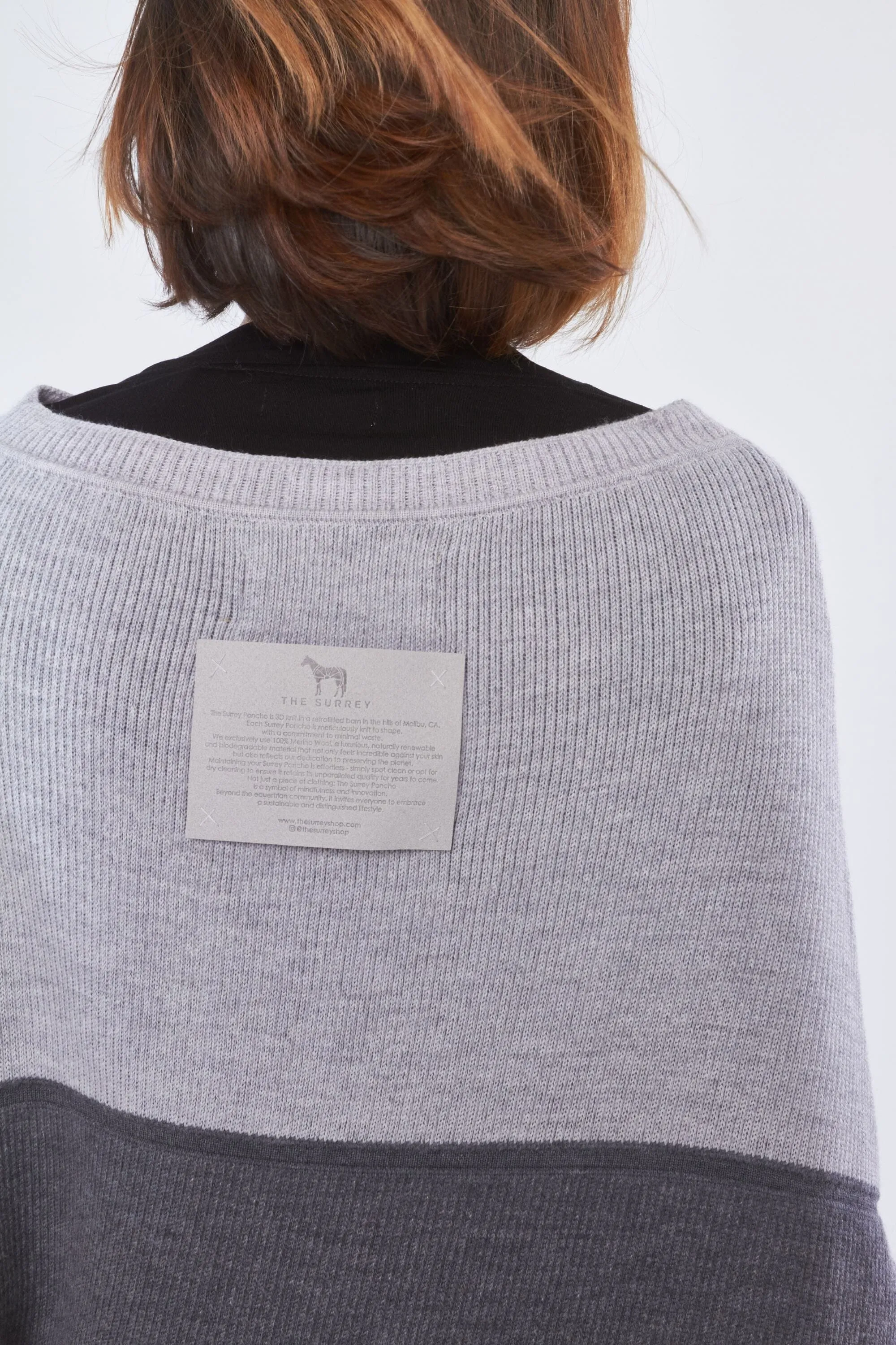 The Eddie Poncho - Charcoal and Heather Grey Colorblock