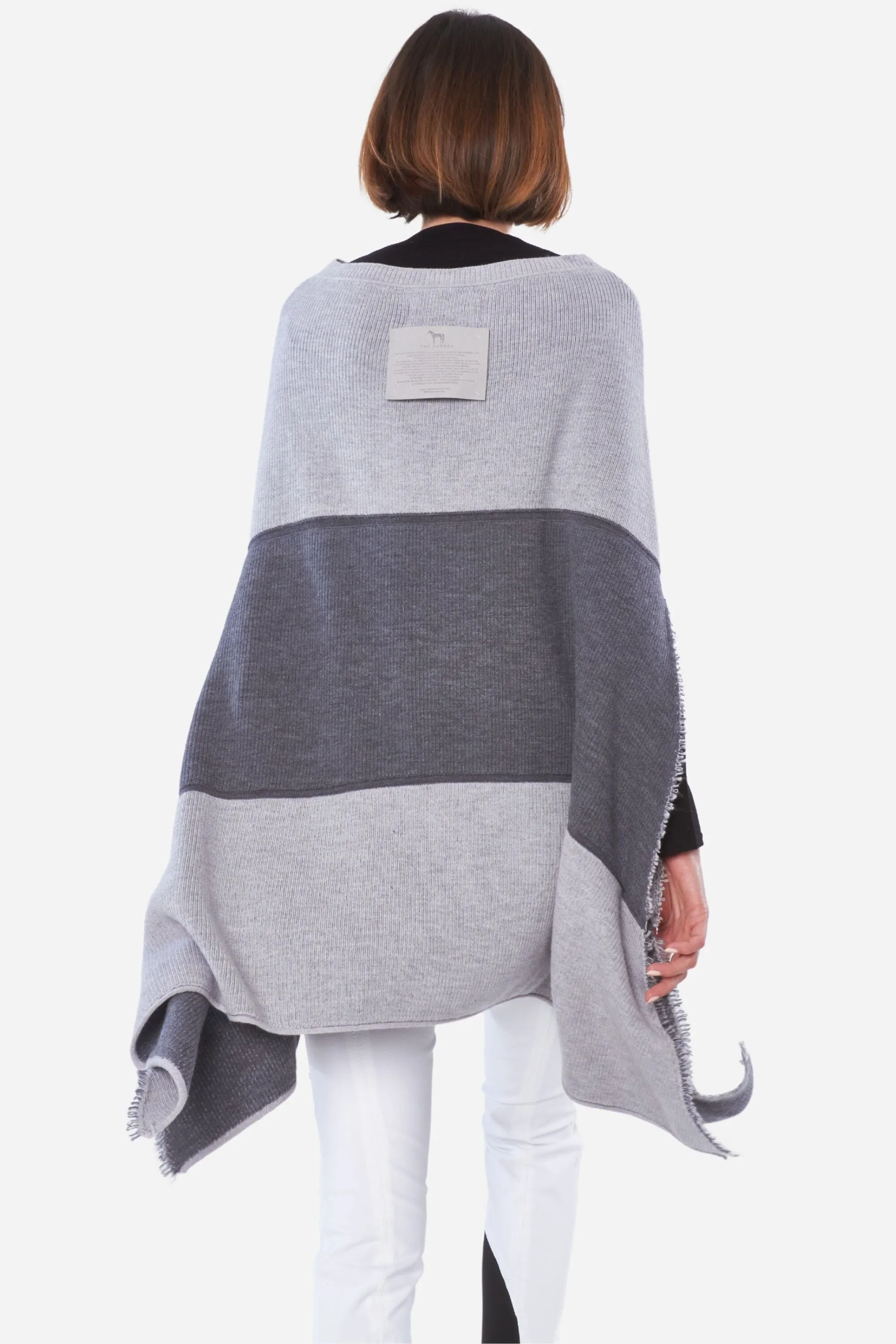 The Eddie Poncho - Charcoal and Heather Grey Colorblock