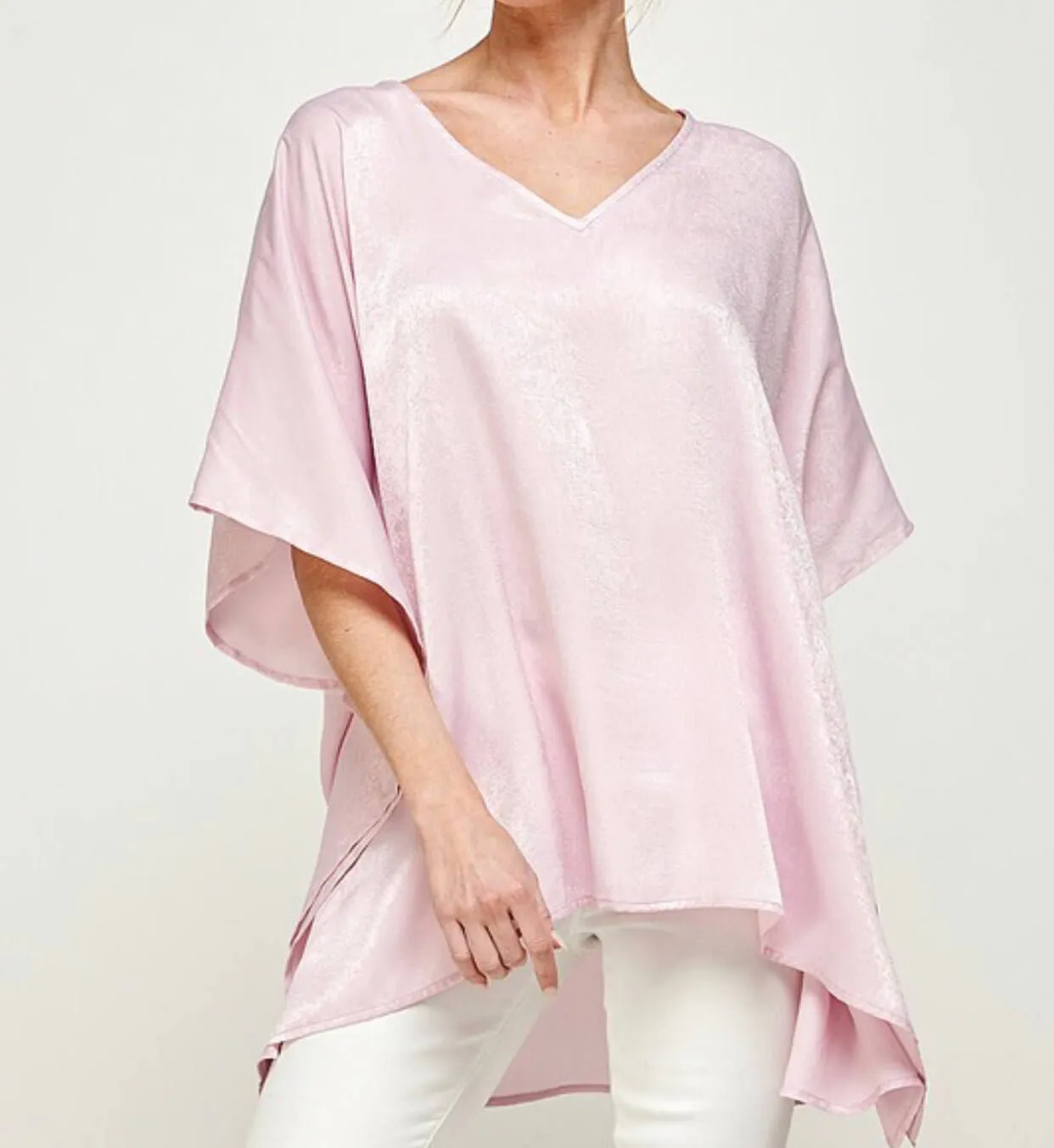The Vikki Top: Pink Satin Oversized Top