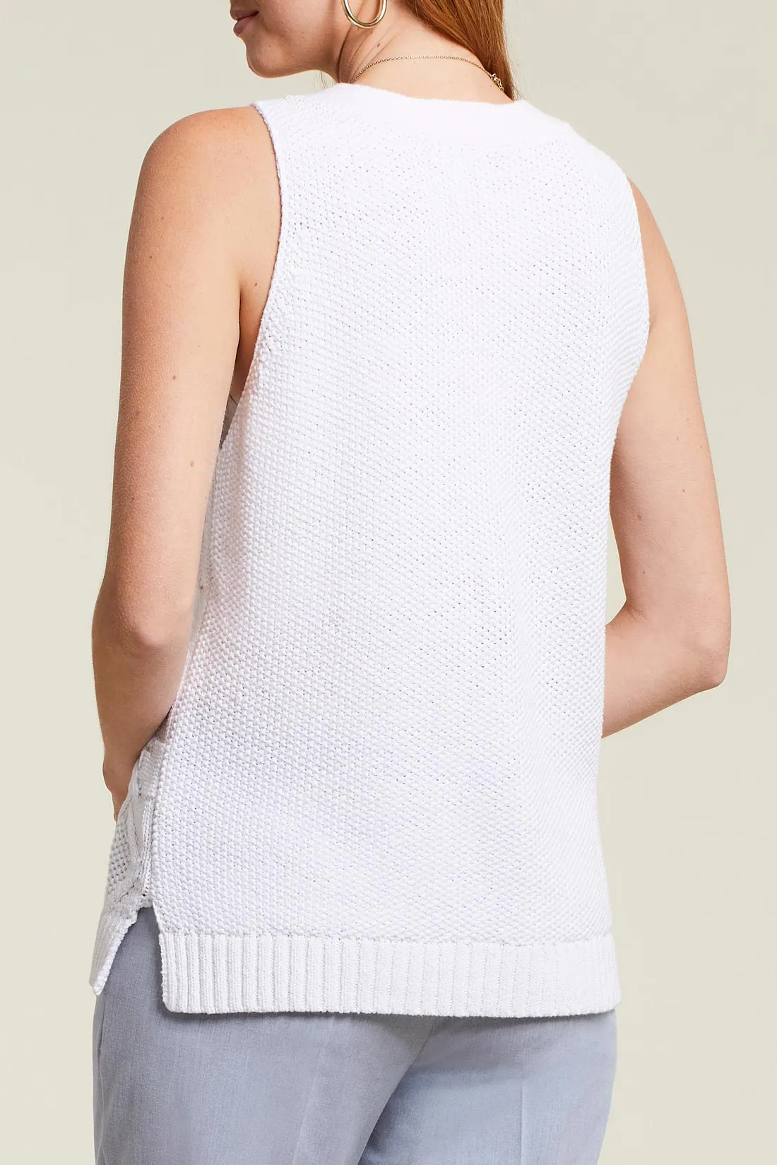 TR1255o Sleeve Less V-Neck Knit Sweater