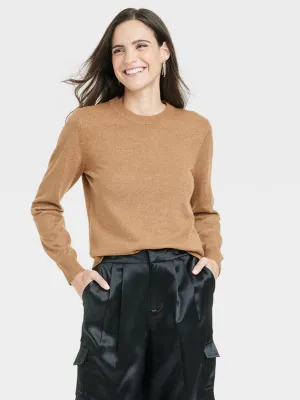 Women's Plain Solid Sweater,Light Brown