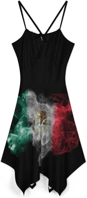Zakqeik Women's Mexican Flag Camisole Dress Summer Party Casual Dress