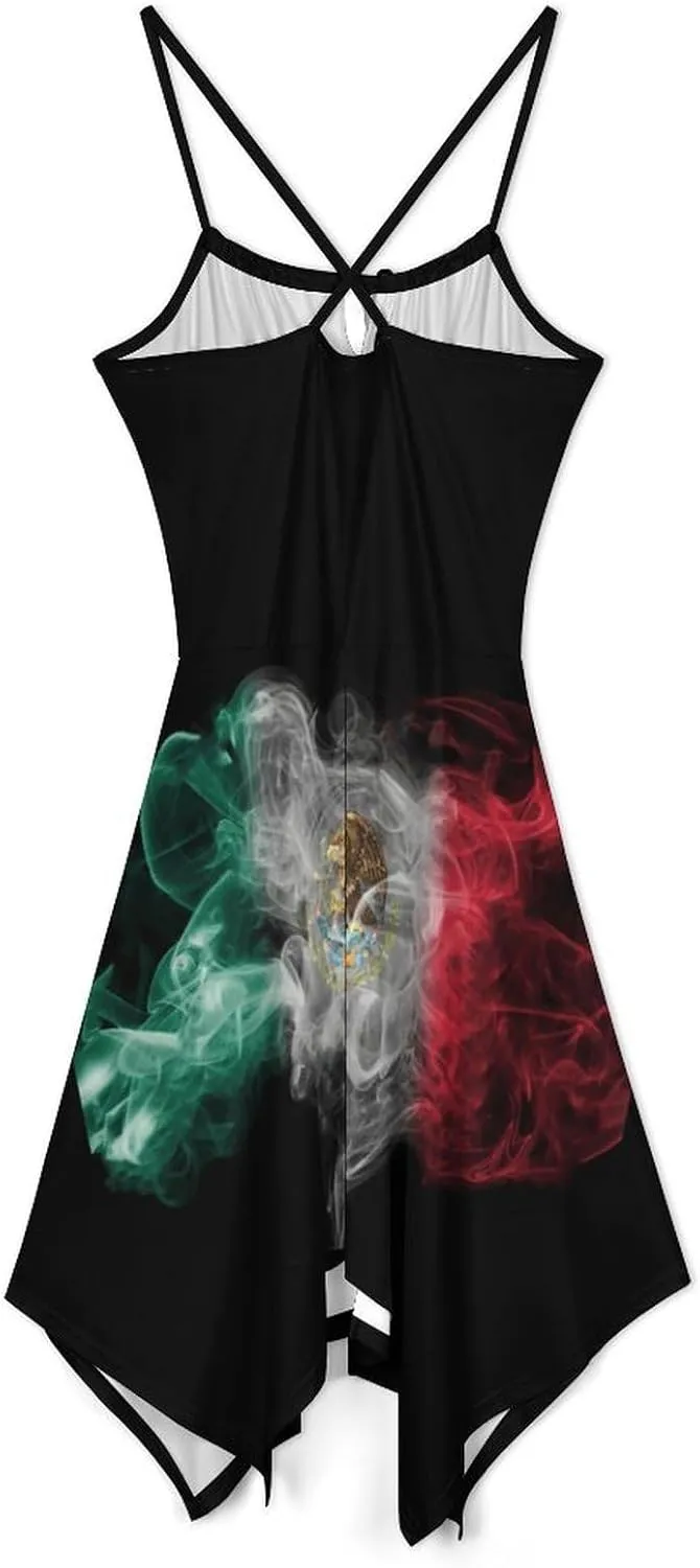 Zakqeik Women's Mexican Flag Camisole Dress Summer Party Casual Dress